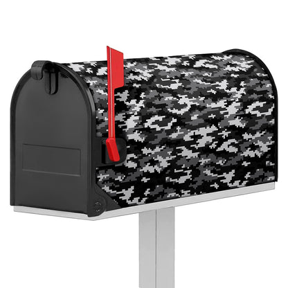Black White And Grey Digital Camo Print Mailbox Cover