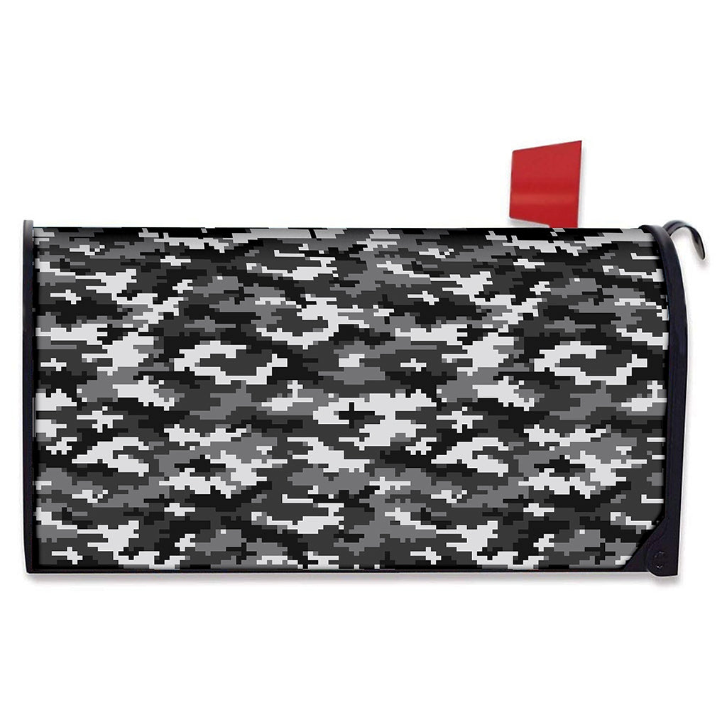 Black White And Grey Digital Camo Print Mailbox Cover
