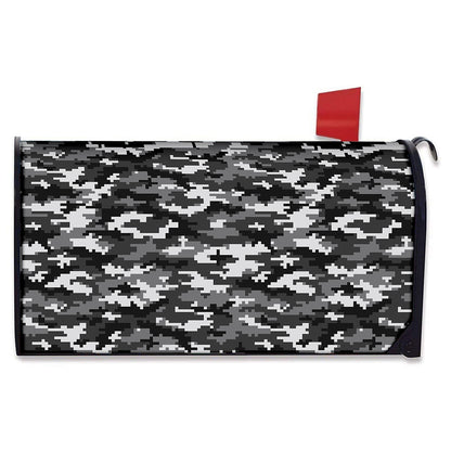 Black White And Grey Digital Camo Print Mailbox Cover