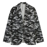 Black White And Grey Digital Camo Print Men's Blazer