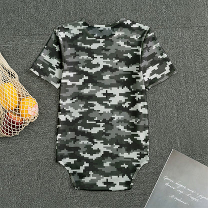 Black White And Grey Digital Camo Print Men's Bodysuit