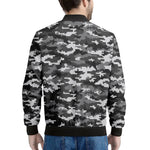 Black White And Grey Digital Camo Print Men's Bomber Jacket