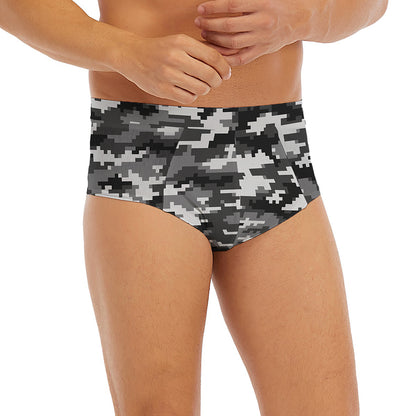 Black White And Grey Digital Camo Print Men's Briefs