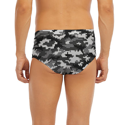 Black White And Grey Digital Camo Print Men's Briefs