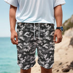 Black White And Grey Digital Camo Print Men's Cargo Shorts