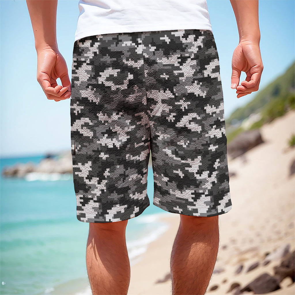 Black White And Grey Digital Camo Print Men's Cargo Shorts