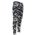 Black White And Grey Digital Camo Print Men's Compression Pants