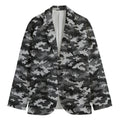 Black White And Grey Digital Camo Print Men's Cotton Blazer