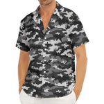 Black White And Grey Digital Camo Print Men's Deep V-Neck Shirt