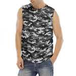 Black White And Grey Digital Camo Print Men's Fitness Tank Top