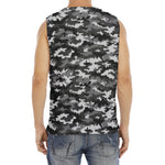 Black White And Grey Digital Camo Print Men's Fitness Tank Top