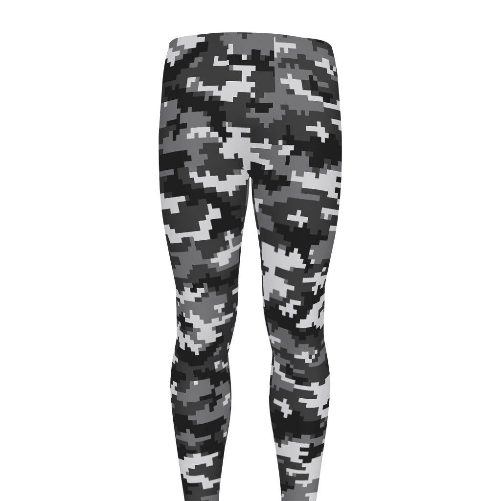 Black White And Grey Digital Camo Print Men's leggings