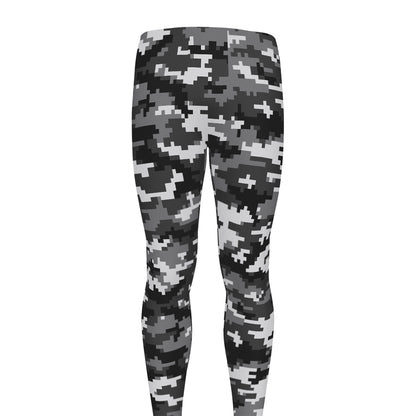 Black White And Grey Digital Camo Print Men's leggings