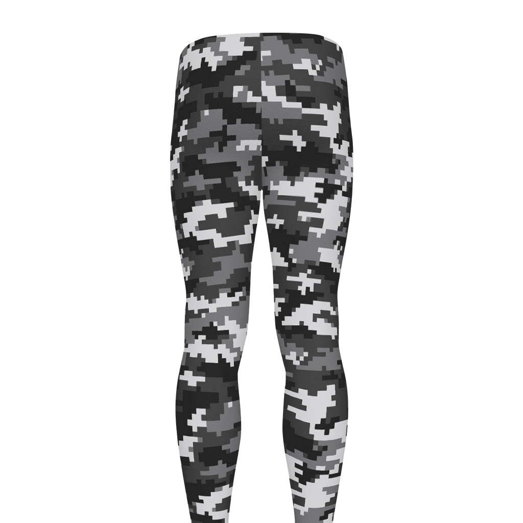 Black White And Grey Digital Camo Print Men's leggings