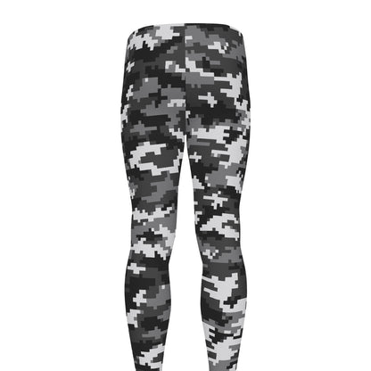 Black White And Grey Digital Camo Print Men's leggings