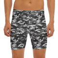 Black White And Grey Digital Camo Print Men's Long Boxer Briefs