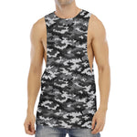 Black White And Grey Digital Camo Print Men's Muscle Tank Top