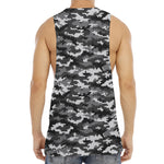 Black White And Grey Digital Camo Print Men's Muscle Tank Top