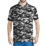 Black White And Grey Digital Camo Print Men's Polo Shirt