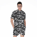 Black White And Grey Digital Camo Print Men's Rompers