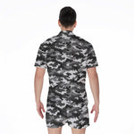 Black White And Grey Digital Camo Print Men's Rompers