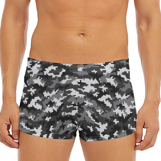 Black White And Grey Digital Camo Print Men's Short Boxer Briefs