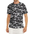 Black White And Grey Digital Camo Print Men's Short Sleeve Rash Guard