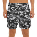Black White And Grey Digital Camo Print Men's Split Running Shorts