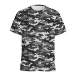 Black White And Grey Digital Camo Print Men's Sports T-Shirt