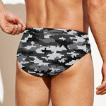 Black White And Grey Digital Camo Print Men's Swim Briefs