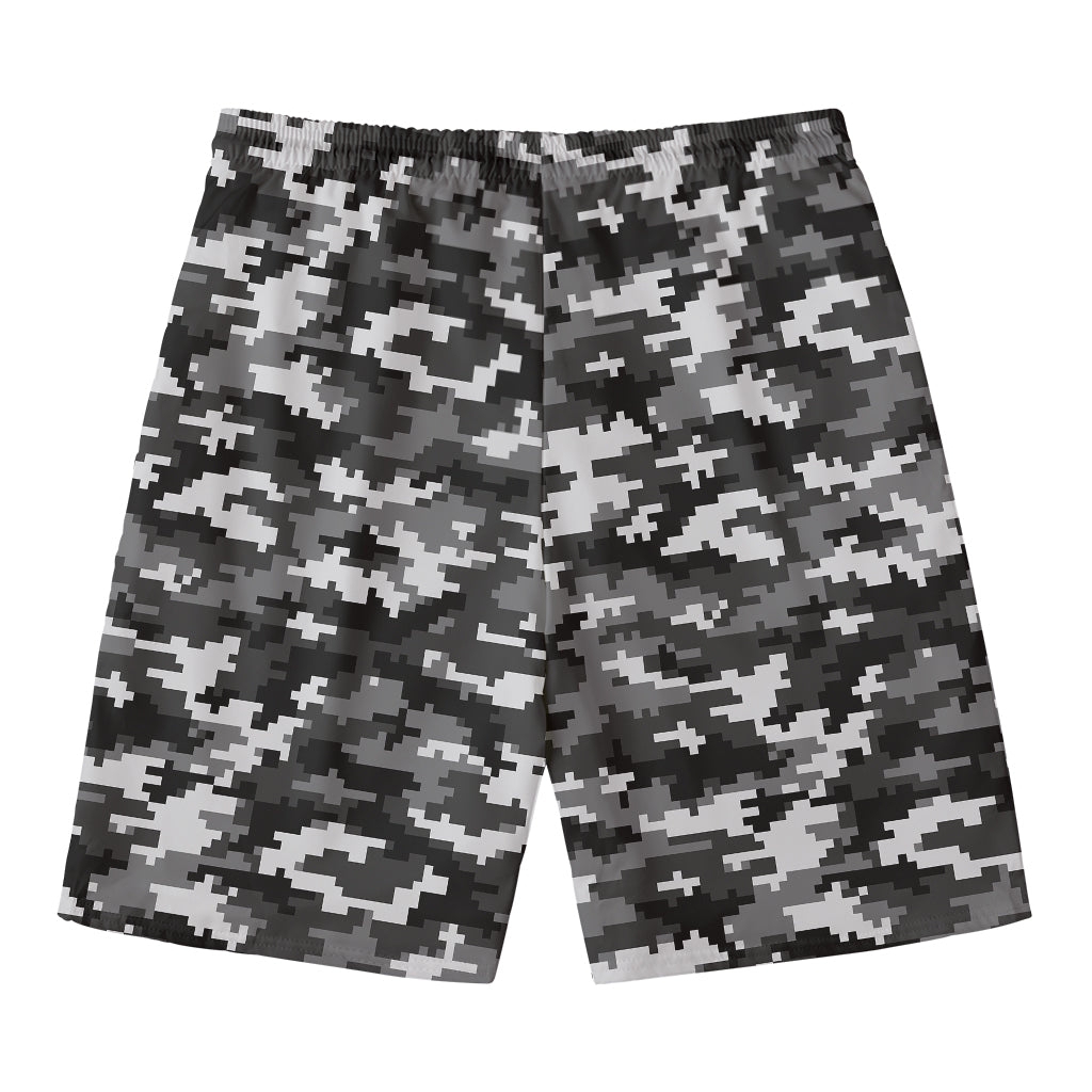 Black White And Grey Digital Camo Print Men's Swim Trunks