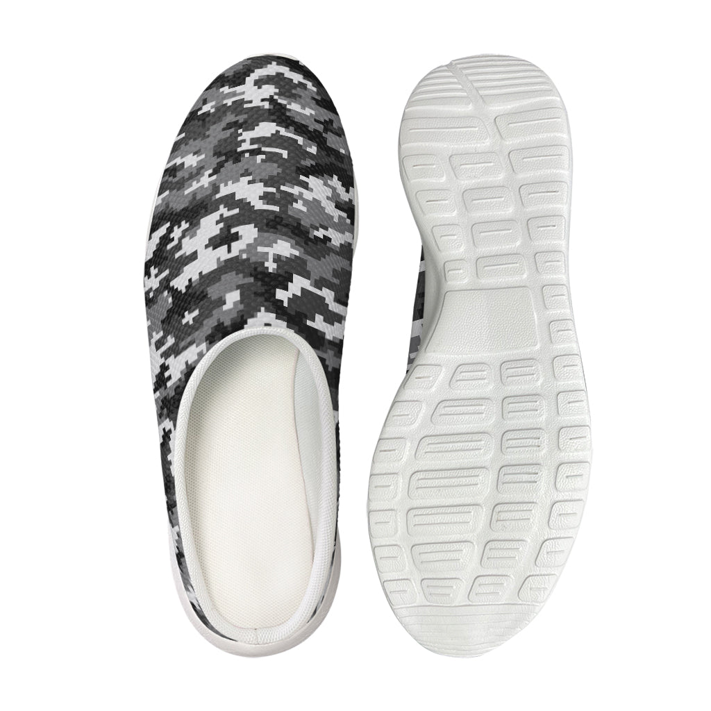 Black White And Grey Digital Camo Print Mesh Casual Shoes