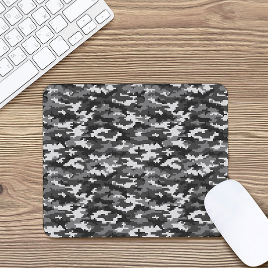 Black White And Grey Digital Camo Print Mouse Pad