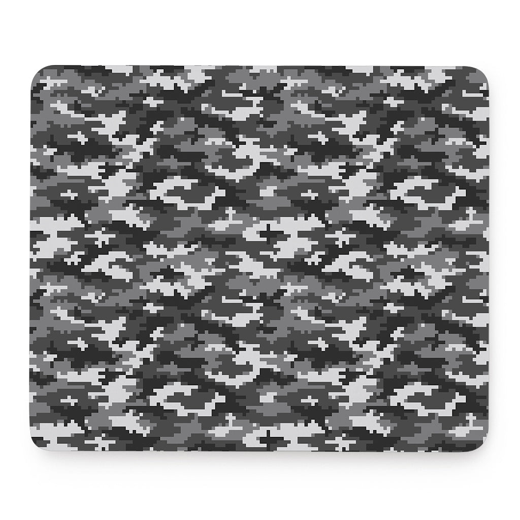 Black White And Grey Digital Camo Print Mouse Pad