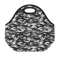 Black White And Grey Digital Camo Print Neoprene Lunch Bag