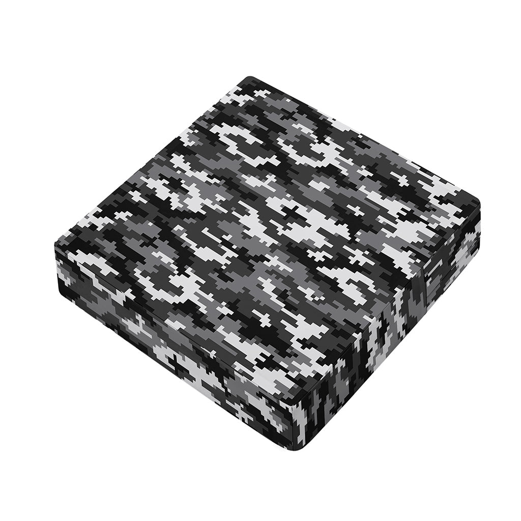 Black White And Grey Digital Camo Print Outdoor Seat Cushion Cover