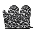 Black White And Grey Digital Camo Print Oven Mitts