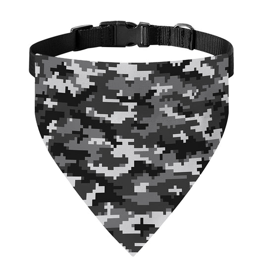 Black White And Grey Digital Camo Print Over The Collar Dog Bandana