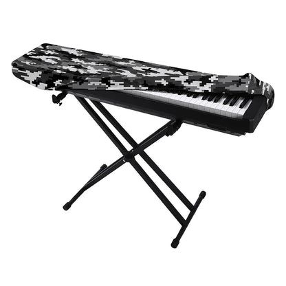 Black White And Grey Digital Camo Print Piano Keyboard Cover