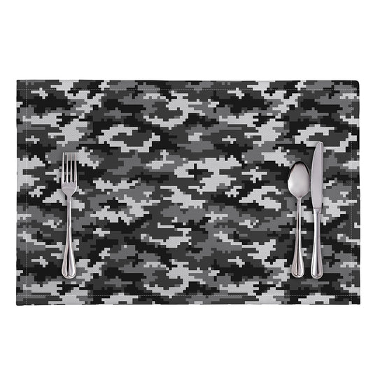 Black White And Grey Digital Camo Print Placemat