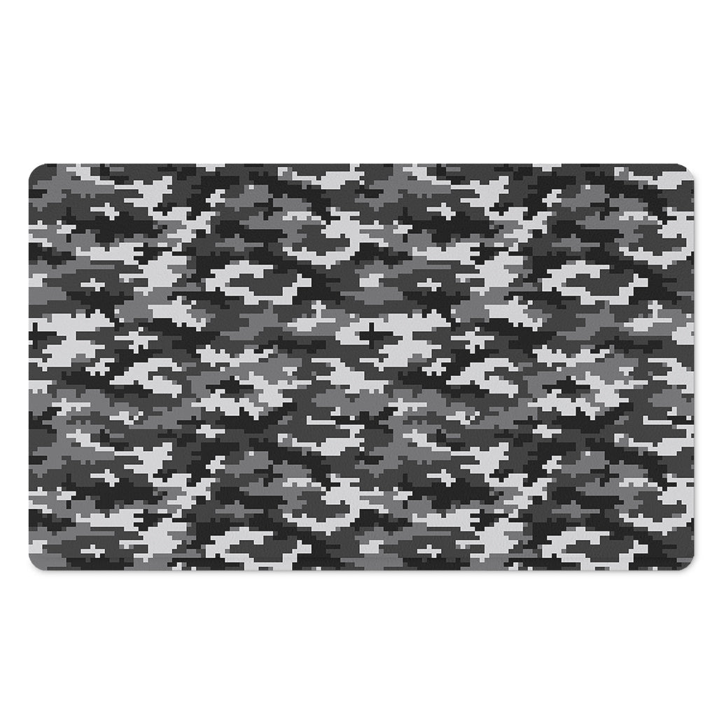 Black White And Grey Digital Camo Print Polyester Doormat