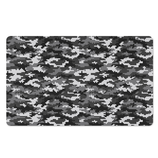 Black White And Grey Digital Camo Print Polyester Doormat