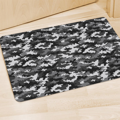 Black White And Grey Digital Camo Print Polyester Doormat