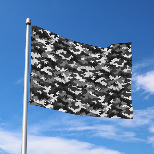 Black White And Grey Digital Camo Print Polyester Flag
