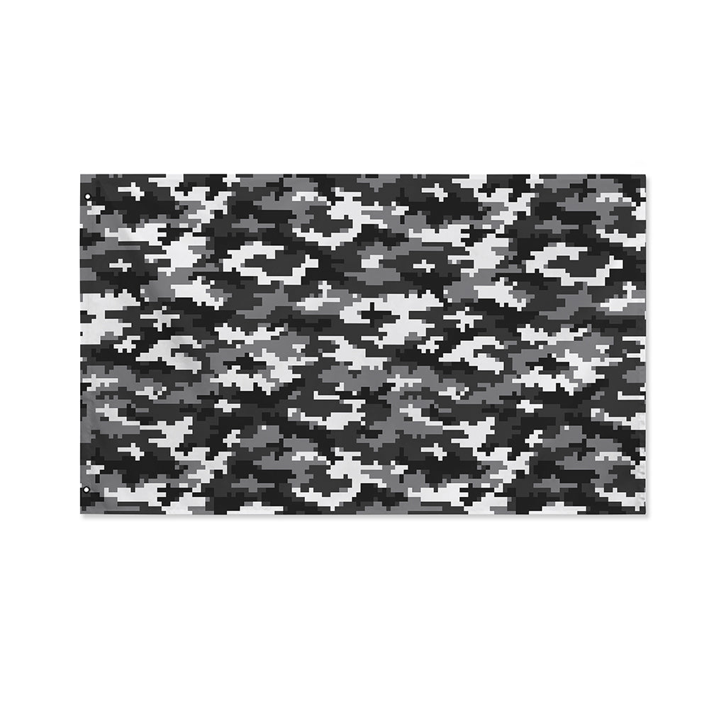 Black White And Grey Digital Camo Print Polyester Flag