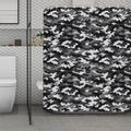 Black White And Grey Digital Camo Print Polyester Shower Curtain