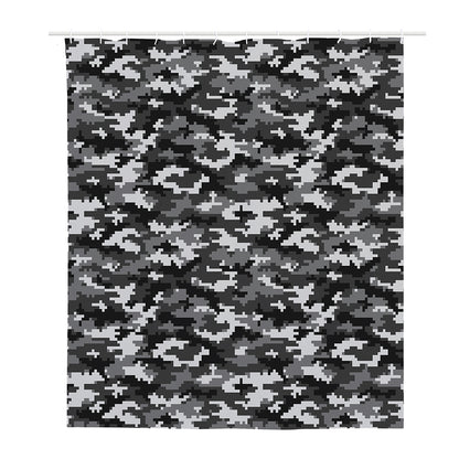 Black White And Grey Digital Camo Print Polyester Shower Curtain