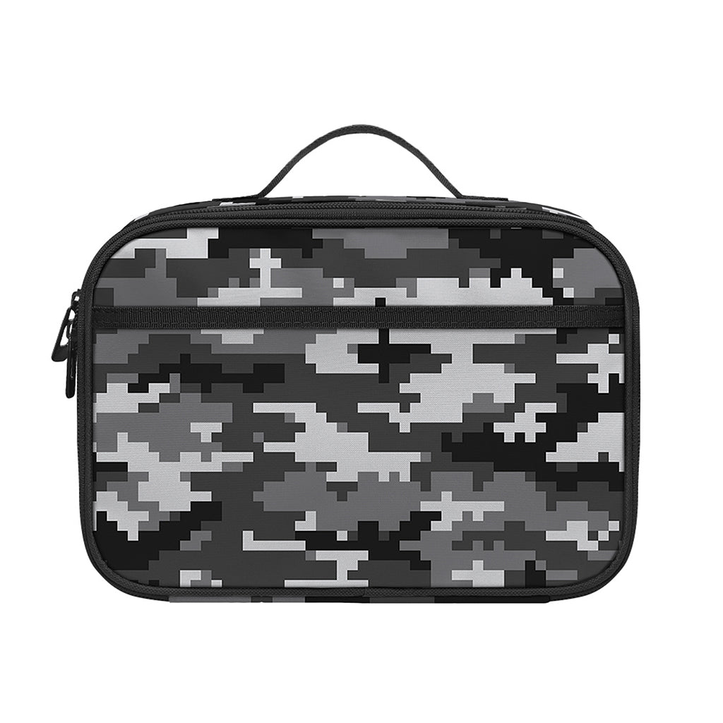 Black White And Grey Digital Camo Print Portable Lunch Bag
