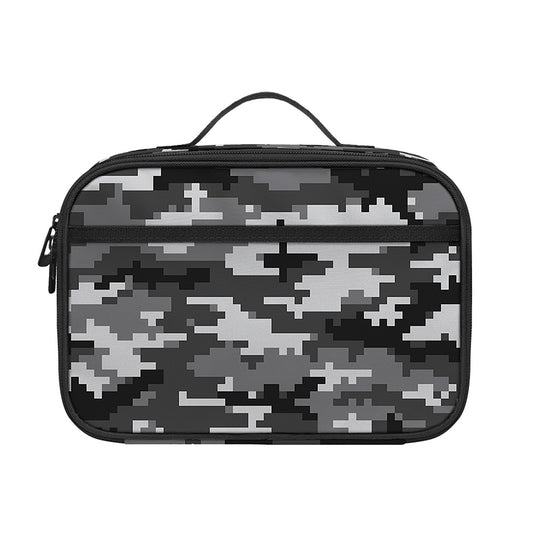 Black White And Grey Digital Camo Print Portable Lunch Bag
