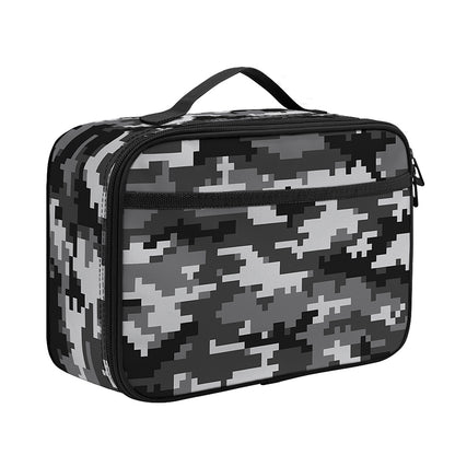 Black White And Grey Digital Camo Print Portable Lunch Bag